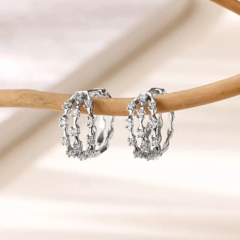 Zircon Geometric Snake Earrings for Women Multi Layered Gold Color Small Hoop Earrings Fashion Ear Piercing Wedding Jewelry