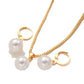 3 Pcs Round Pearl Jewelry Set Of Earring Pendant Necklace For Women Exquisite Fashion Rhinestone Double Wedding Jewelry Set Gift