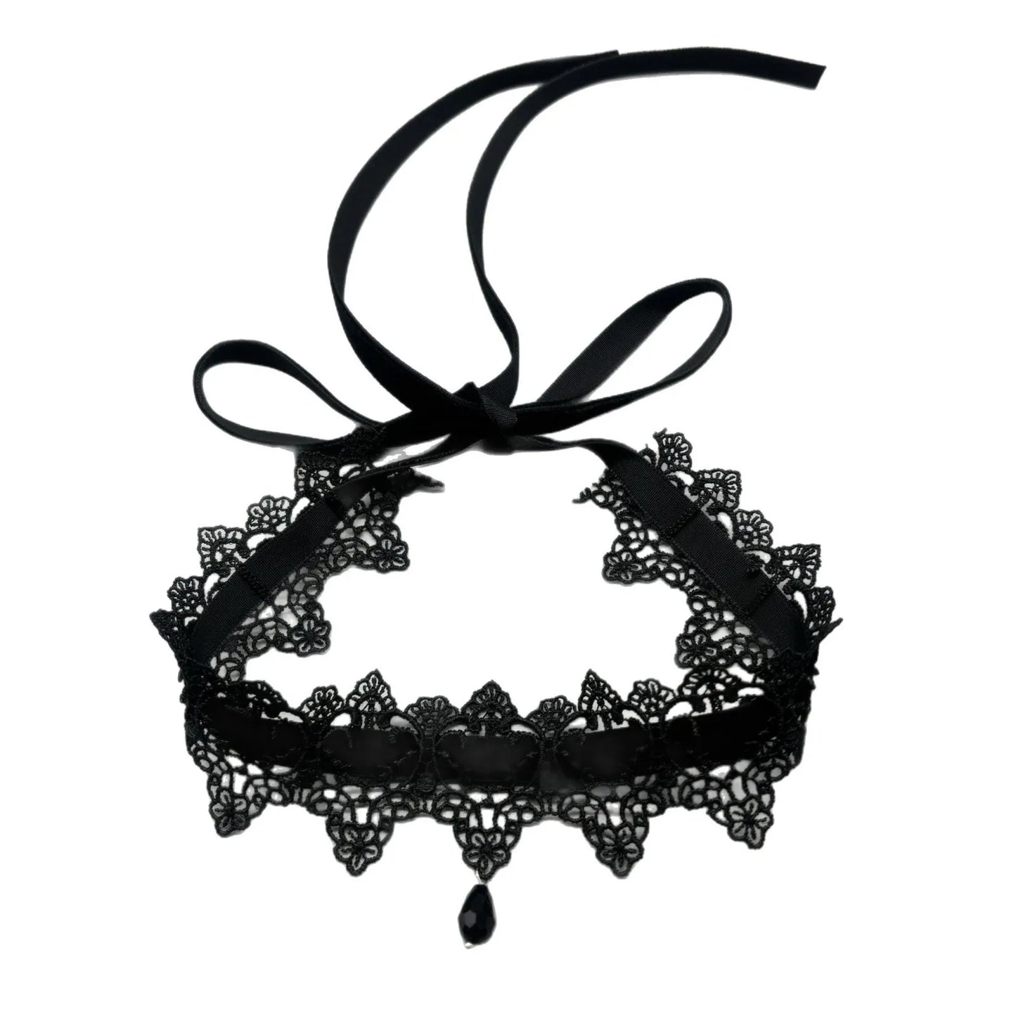 2025 New Sexy Lace Flower Necklace for Women Gothic Punk Velvet Collar Choker Black Waterdrop Pendent Necklace Strap Bow Jewelry