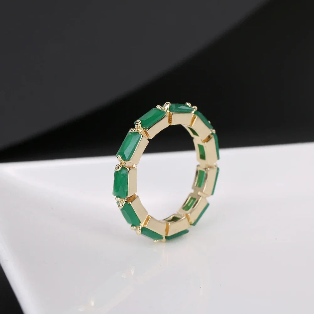 Luxury AAA CZ Green Wedding Rings for Women New Romantic Crystal Engagement Finger Ring France Party Bride Jewelry