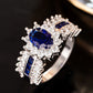 2025 New Blue Cube Zircon Attends Banquet Ring Fashionable, Elegant, High End Women's Bridal Luxury Inlaid Jewelry Accessories