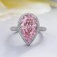 Pink Cubic Zirconia Ring Suitable for Women's Engagement Wedding Luxury Accessories Sparkling Silver Fashion Jewelry