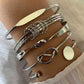 5Pcs Set Gold/Silver Color Fashion Charm Bracelet Women Retro Glossy Geometric Metal Twist Chain Bangles Bracelet Set Jewelry