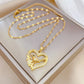 Trendy Heart Stainless Steel Zirconia Necklaces For Women Girls Love Gold Color Metal Necklace Party Birthday Daily Jewelry