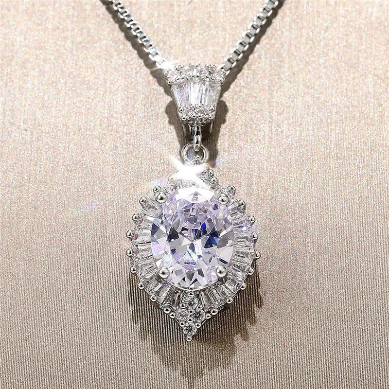 2025 Gorgeous White/Green/Purple/Pink Cubic Zirconia Women Necklace Simple and Elegant Design Female Wedding Trendy Jewelry