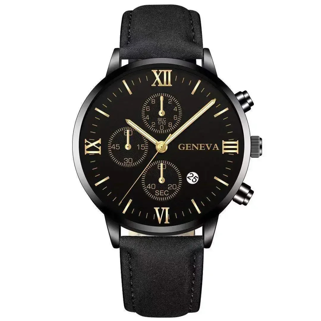 Fashion Geneva Men's Wristwatch Date Alloy Case Leather Analog Quartz Sport Watch Male Clock Top Brand Luxury Relogio Masculino