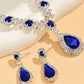 3 pieces of women's crystal droplet necklace with earrings set for wedding evening dress accessories