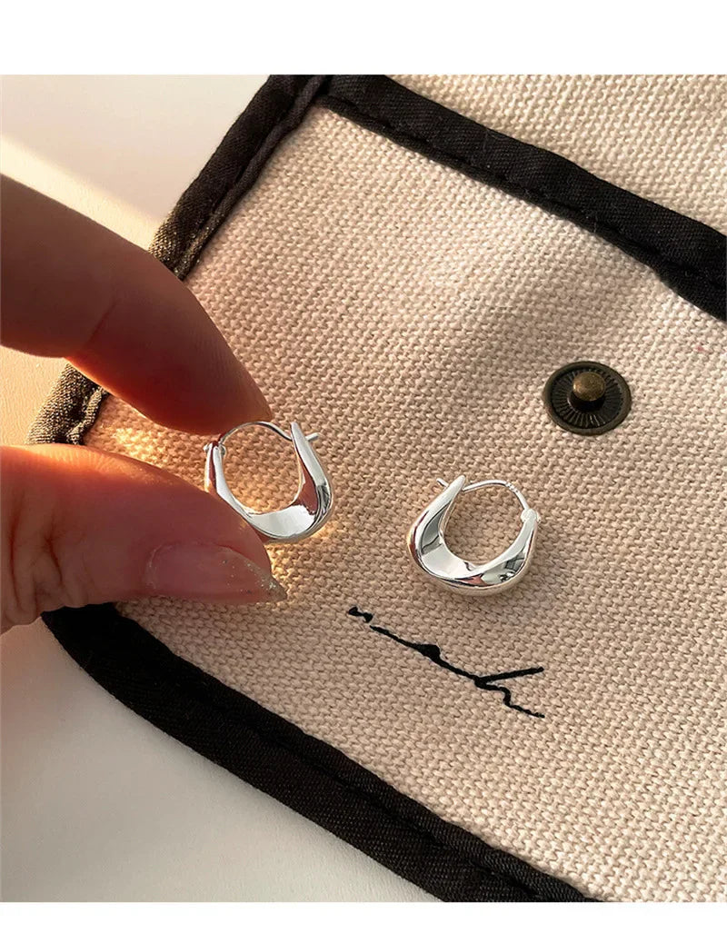 925 Sterling Silver Earrings for Women Ear Hoop Versatile Sweet Girl Fashion Jewery New Year Gifts Accessories