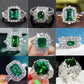 2025 New Luxury High End Party Women's Ring Bright Green Oval Crystal Noble  Retro Style Accessories Gorgeous Gift