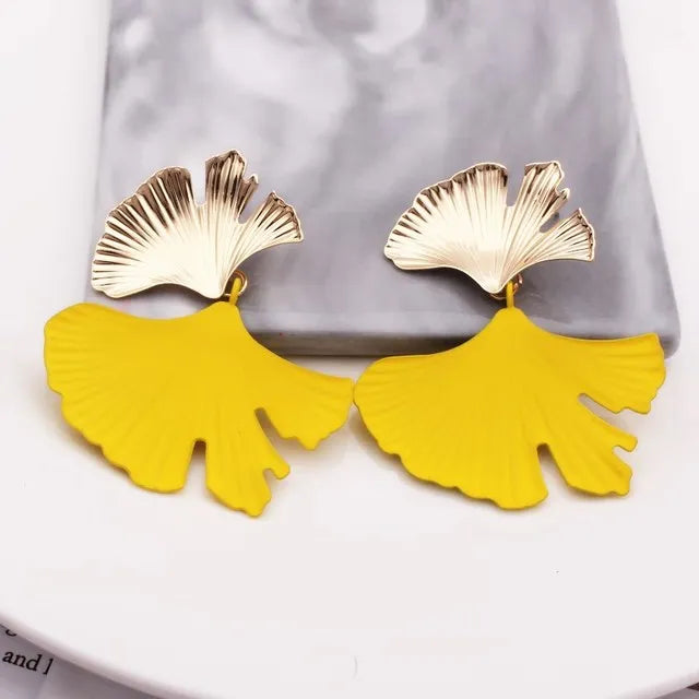 Fashion Geometric Gold Color Ginkgo Biloba Leaf Shape Drop Earring Creative Personality Earring Jewelry