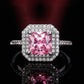 Style Pink Sparkling Zircon Princess Square Engagement Ring for Ladies and Girlfriends Luxury Proposal  Gift Fashion Jewelry