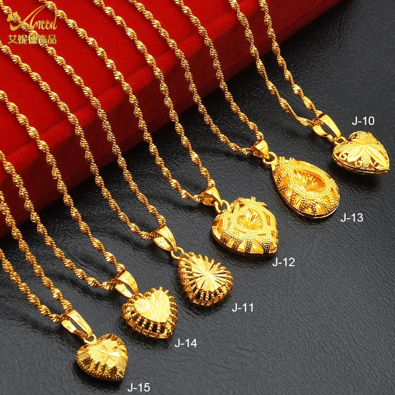 ANIID Dubai Golden Necklace Nigerian Bridal Wedding Fashion Hollow Flower Chain Pendant Indian Arab Kids Jewellery For Girls