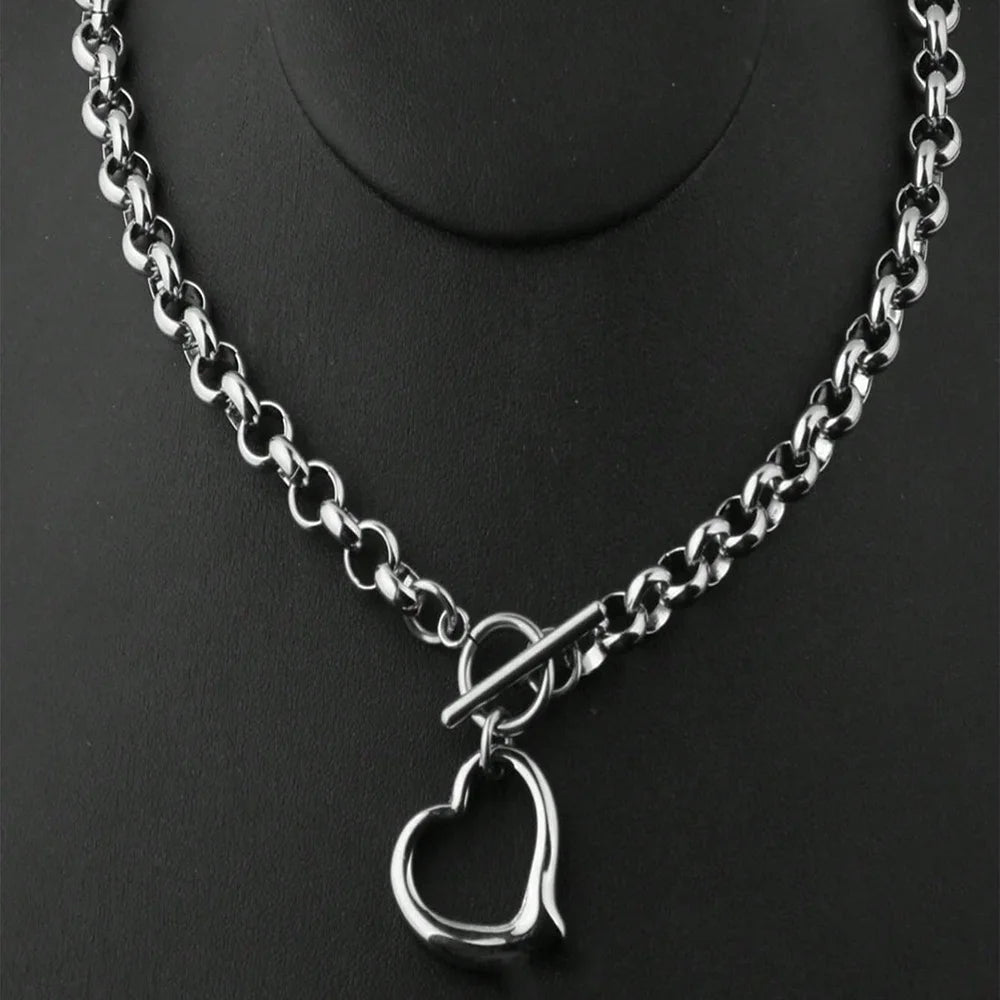 DOTIFI Set INS Exquisite Love Fashion Stainless Steel Bracelet Earrings Necklace Pendant Set Women's Daily Goods Party Favors