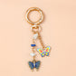Cute Enamel Flower Butterfly Keychain Women Girls Love Heart Key Ring Pendants Handbag Decor DIY Handmade Jewelry Gifts