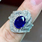 2025 New Blue Cube Zircon Attends Banquet Ring Fashionable, Elegant, High End Women's Bridal Luxury Inlaid Jewelry Accessories