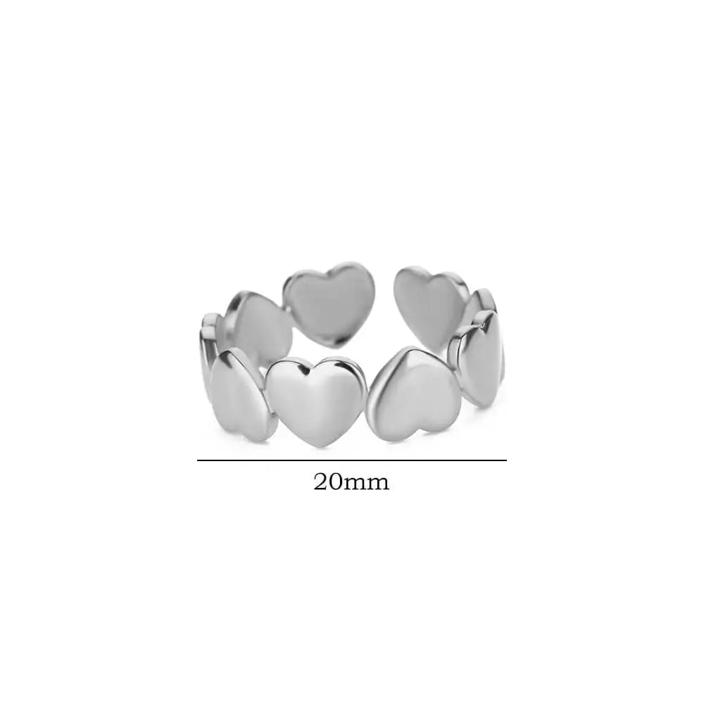 Heart Rings For Women Gold Color Stainless Steel Heart Opening Ring Wedding Aesthetic Accessories Party Jewelry Gift BFF anillos