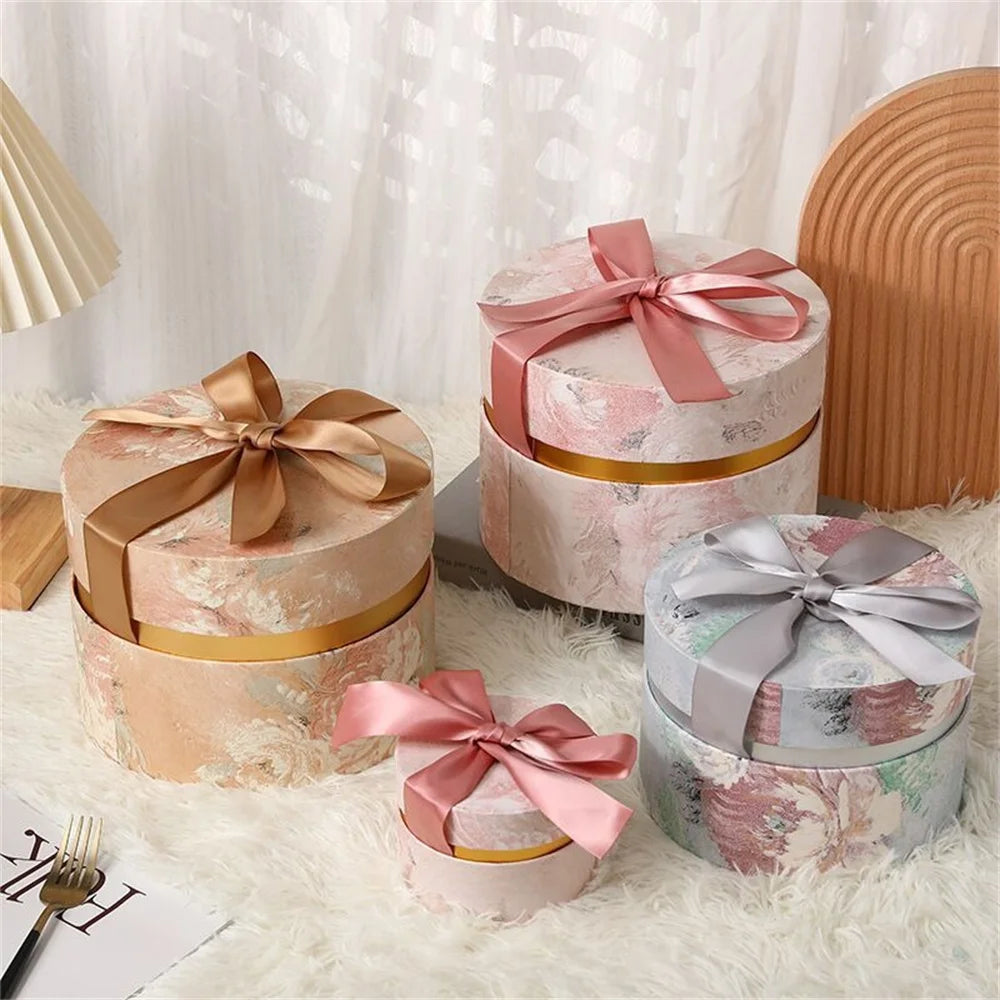 Candy Box With Bow Ribbon Round Gift Packaging Boxes