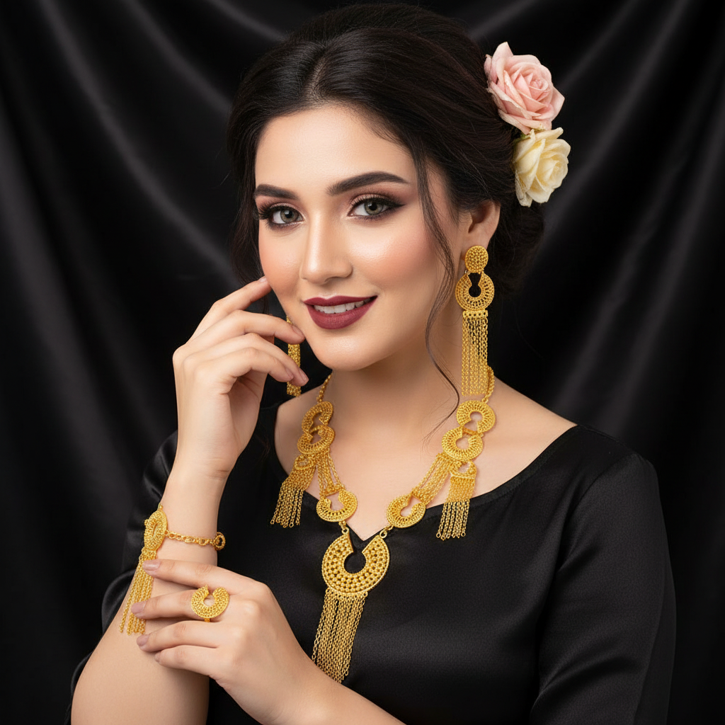 Zenat Dubai 24K Gold Plated Wedding Jewelry Set