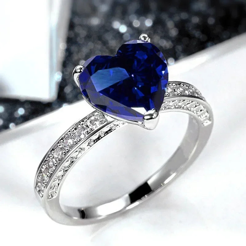 2025 New Blue Cube Zircon Attends Banquet Ring Fashionable, Elegant, High End Women's Bridal Luxury Inlaid Jewelry Accessories