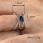 2025 New Blue Cube Zircon Ring Fashionable and Elegant High End Women's Bridal Wedding Luxury Personalized Jewelry Accessories