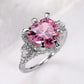 Style Pink Sparkling Zircon Princess Square Engagement Ring for Ladies and Girlfriends Luxury Proposal  Gift Fashion Jewelry