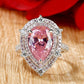 Style Pink Sparkling Zircon Princess Square Engagement Ring for Ladies and Girlfriends Luxury Proposal  Gift Fashion Jewelry