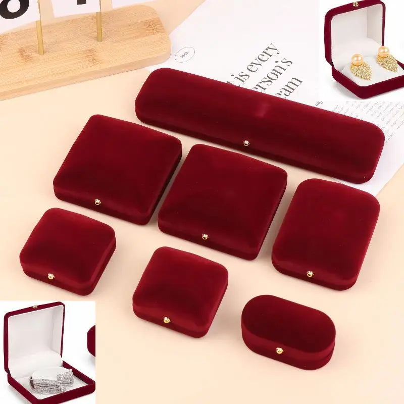 Flocking Gold Buckle Jewelry Box Red Velvet