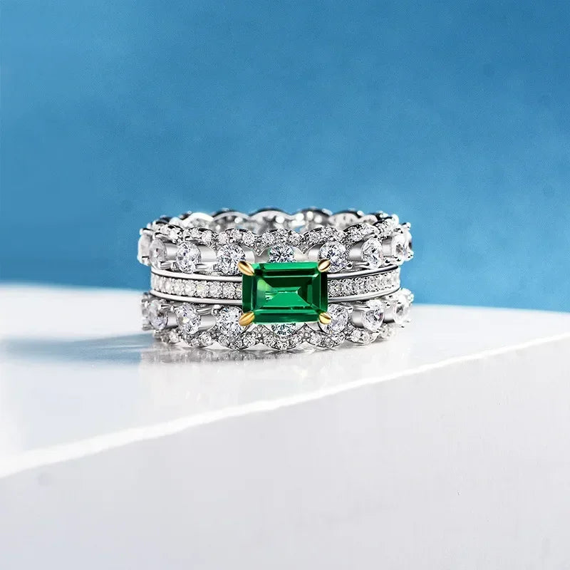 2025 New Luxury High End Party Women's Ring Bright Green Oval Crystal Noble  Retro Style Accessories Gorgeous Gift