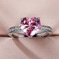 Pink Cubic Zirconia Ring Suitable for Women's Engagement Wedding Luxury Accessories Sparkling Silver Fashion Jewelry