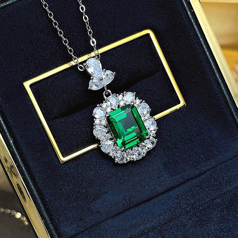 2025 Gorgeous White/Green/Purple/Pink Cubic Zirconia Women Necklace Simple and Elegant Design Female Wedding Trendy Jewelry