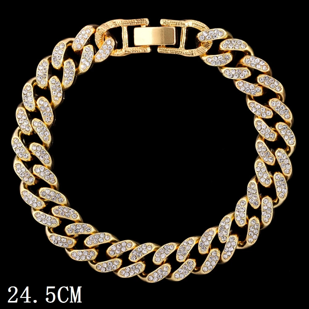 Flatfoosie Hip Hop Iced Out Chunky Cuban Chain Anklets For Women Luxury Rhinestone Link Ankle Bracelet Beach Barefoot Jewelry