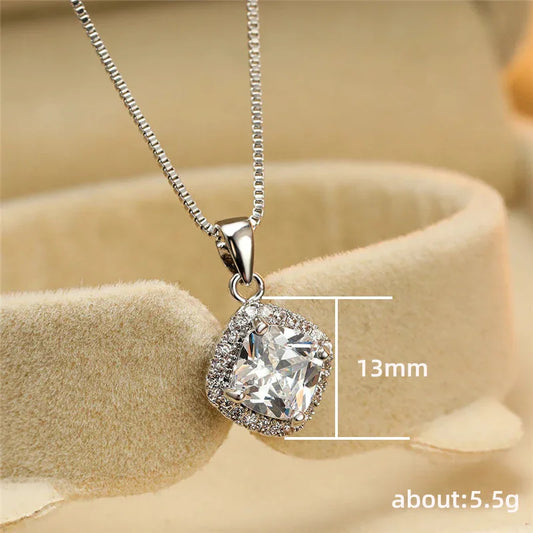 2025 Gorgeous White/Green/Purple/Pink Cubic Zirconia Women Necklace Simple and Elegant Design Female Wedding Trendy Jewelry