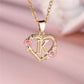 Female A-Z Letter Flower Pendant Necklace Yellow Gold Color Wedding Jewelry Gift For Women