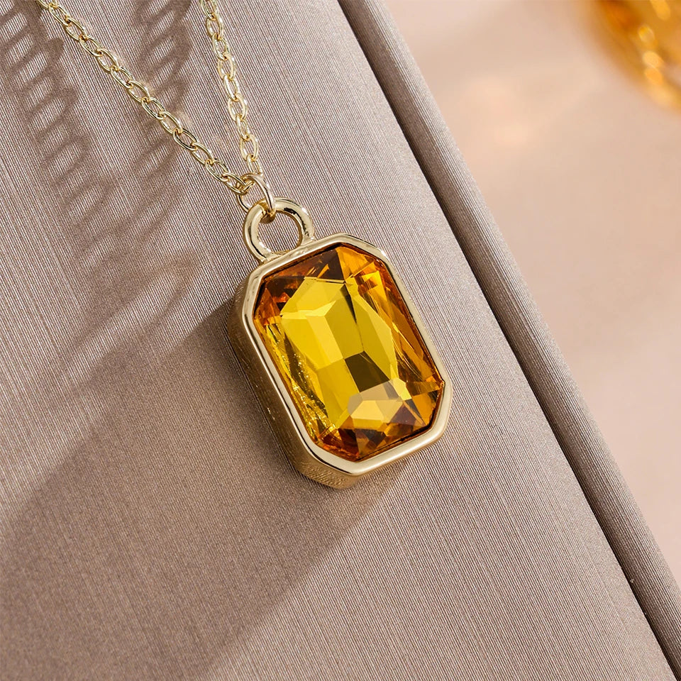 Trendy Square Stainless Steel Zirconia Earrings For Women Girls Gold Color Metal Crystal Earring Party Birthday Daily Jewelry