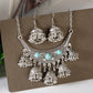 Luxury Retro Indian Jewelry Set Earring/Necklace Bijoux Wedding Jewelry Hangers Ethnic Carved Jhumka Earrings