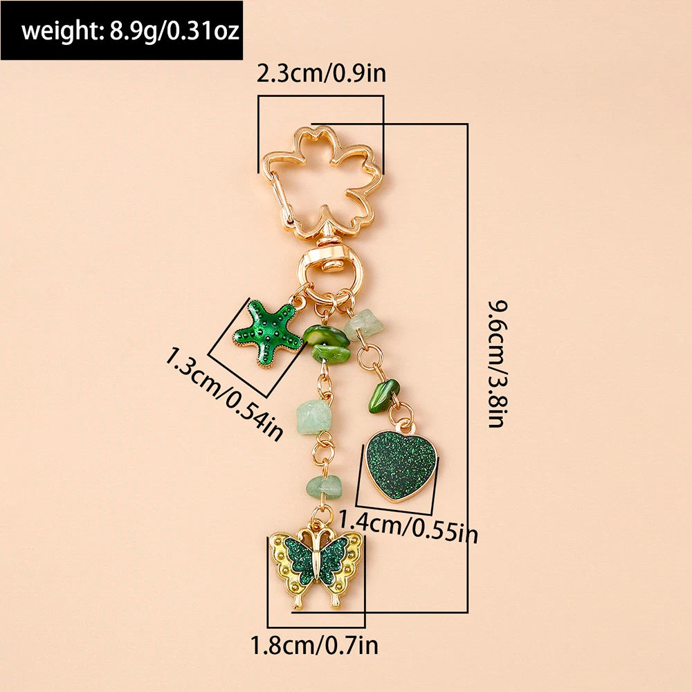 Cute Enamel Flower Butterfly Keychain Women Girls Love Heart Key Ring Pendants Handbag Decor DIY Handmade Jewelry Gifts