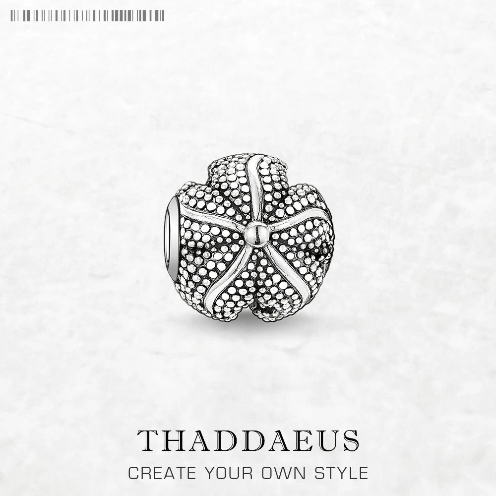Charm Bead Blackened Starfish 925 Sterling Silver Vintage Karma Jewelry Ocean Accessories For Men Women