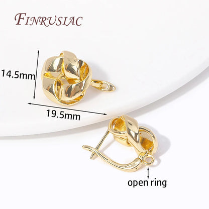 Trendy Earrings Accessories 18K Gold Plated Metal Round Earwires Earring Fasteners Hooks For DIY Women Ear Jewelry Making