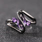 2025 New Purple Cubic Zirconia Ring with Sparkling Square Crystal, High End Women's Personalized Fashion Cocktail Party Jewelry