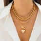 4Pcs/Set Punk Gold Color Heart Pendant Necklace for Women 2024 Trendy OT Buckle Beaded Neck Chain Choker Y2K Jewelry Accessories