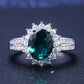 2025 New Luxury High End Party Women's Ring Bright Green Oval Crystal Noble  Retro Style Accessories Gorgeous Gift