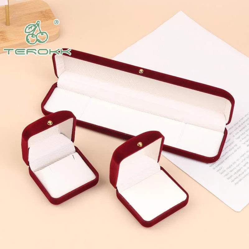 Flocking Gold Buckle Jewelry Box Red Velvet