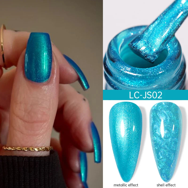 LILYCUTE 7ML Bright Red Sparkling Gel Nail Polish Silver Reflective Gel Colorful Shinning Glitter Manicure Nail Art Gel Varnish