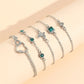 2025 New 5 Pieces/Set Of Rhinestone Butterfly And Heart-shaped Love Metal Bracelet Suitable For Women's Daily Decoration