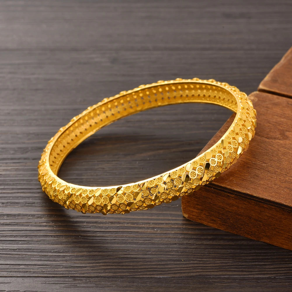 Bangrui 24K Dubai Gold Color Wedding Jewelry For Women Men Saudi Arab Bracelet&Bangles Jewelry