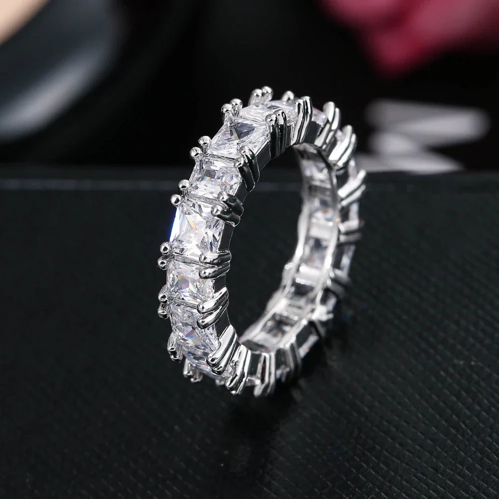 Fashion Luxury Multicolor Charm Zircon Wedding Rings for Women Round Square Stone Party Ring Jewelry