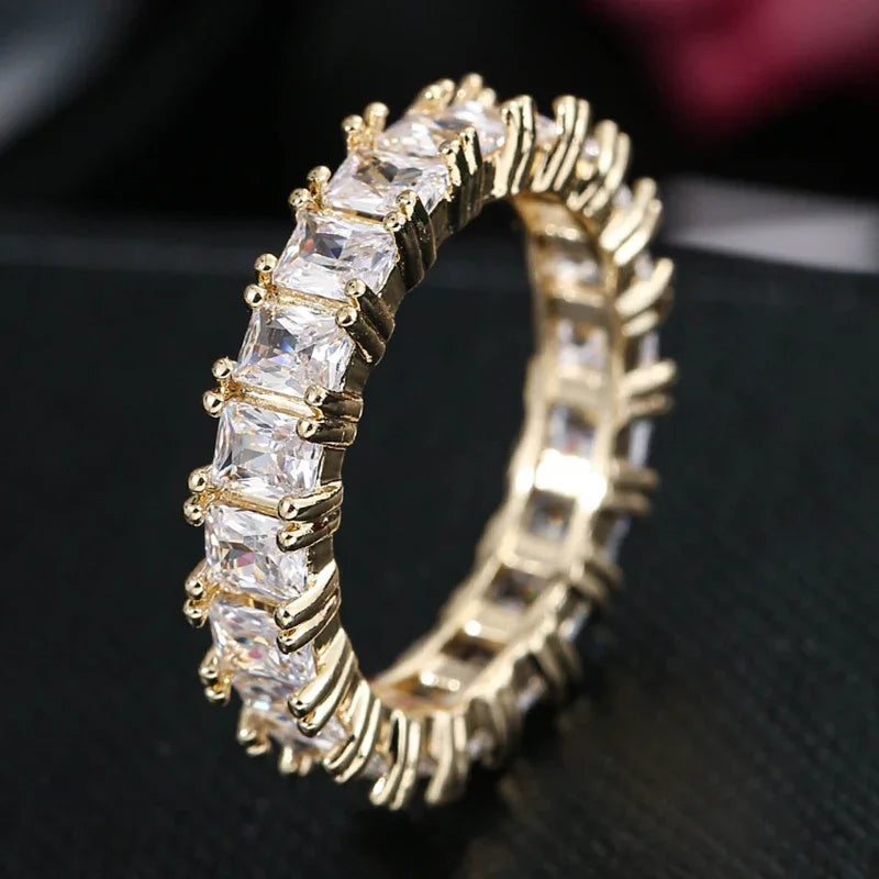 Luxury Female White Crystal Stone  Ring Irregular Zirconia Wedding Rings for Women Trendy Geometric Zircon Engagement Ring