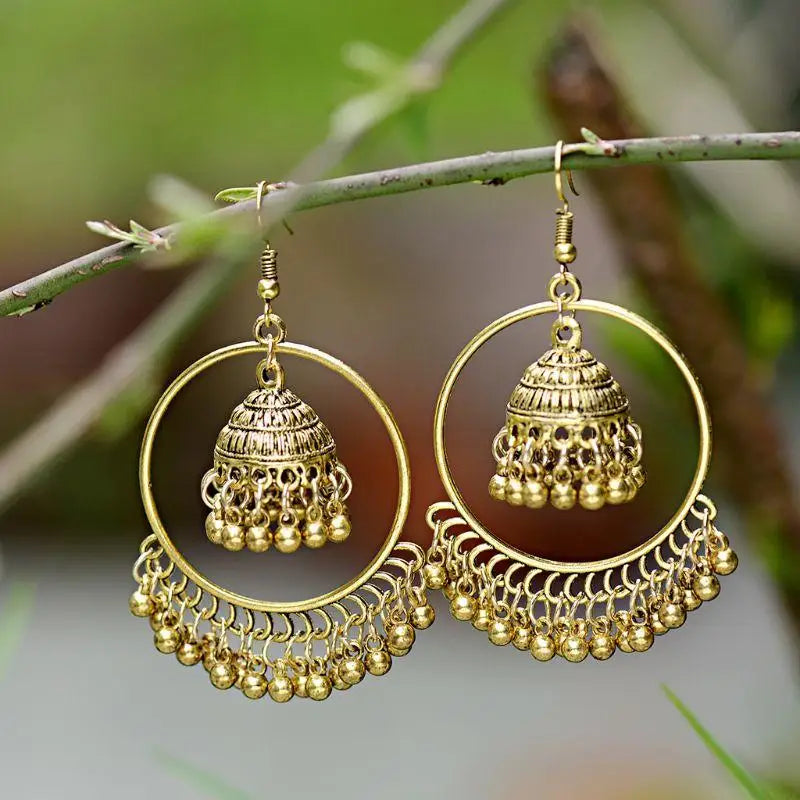 2025 New Retro Tassel Drop Earrings Jhumka Indian Ethnic Dangling Earrings for Women