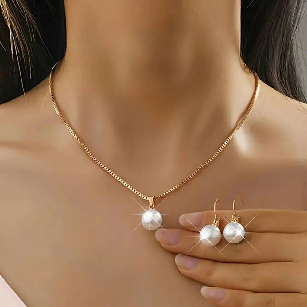 4pcs Rhinestone Jewelry Set Including Necklace, Earrings, Ring, Vintage Elegant Necklace Adorned With Faux Pearls In Petals Spri