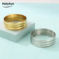 Holyfun 60mm Waterproof 316L Stainless Steel Round Smooth Bracelet Bangle Women Minimalist 18k Gold Color Texture Charm Jewelry